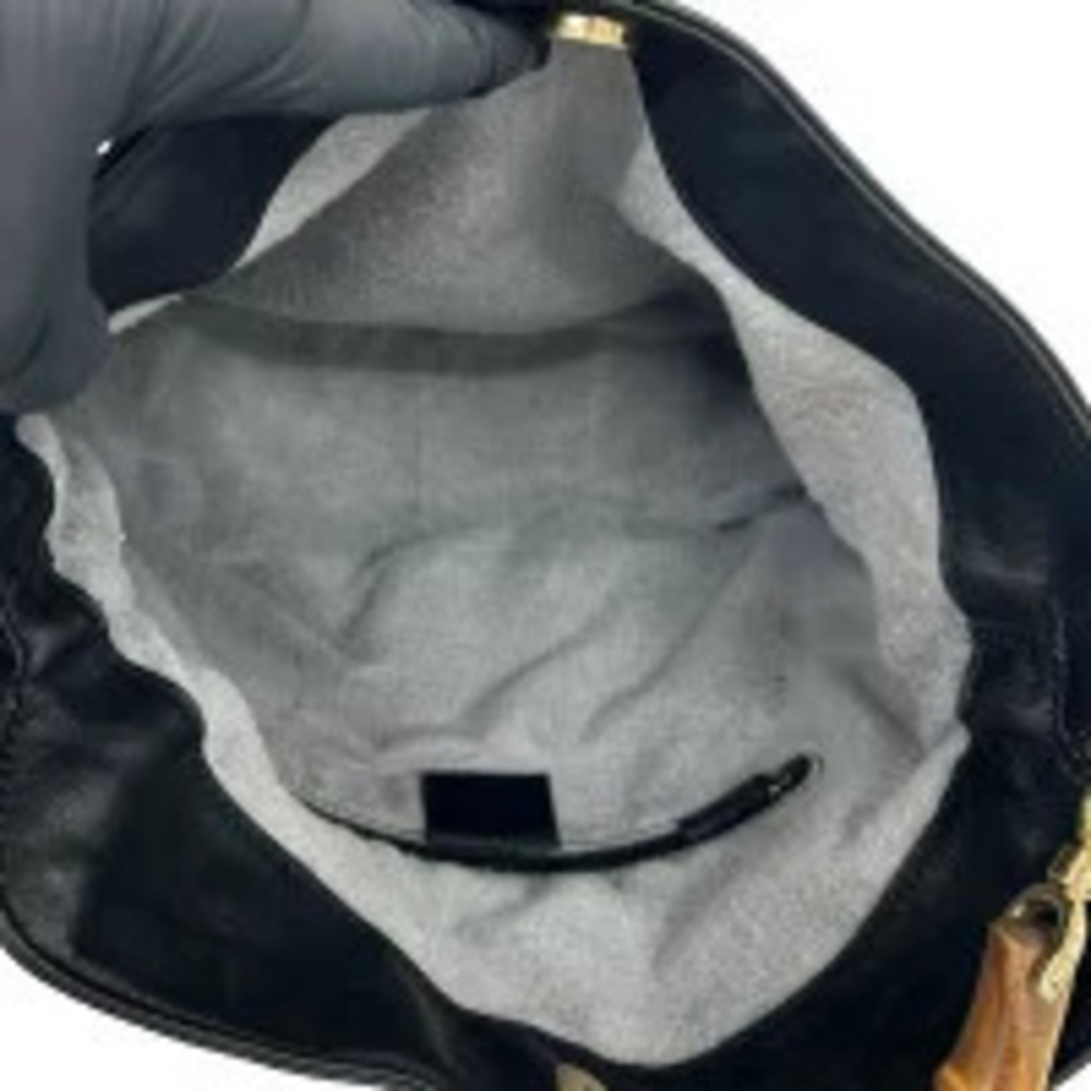 Gucci Bamboo Leather Shoulder Bag Black - Picture 9 of 10